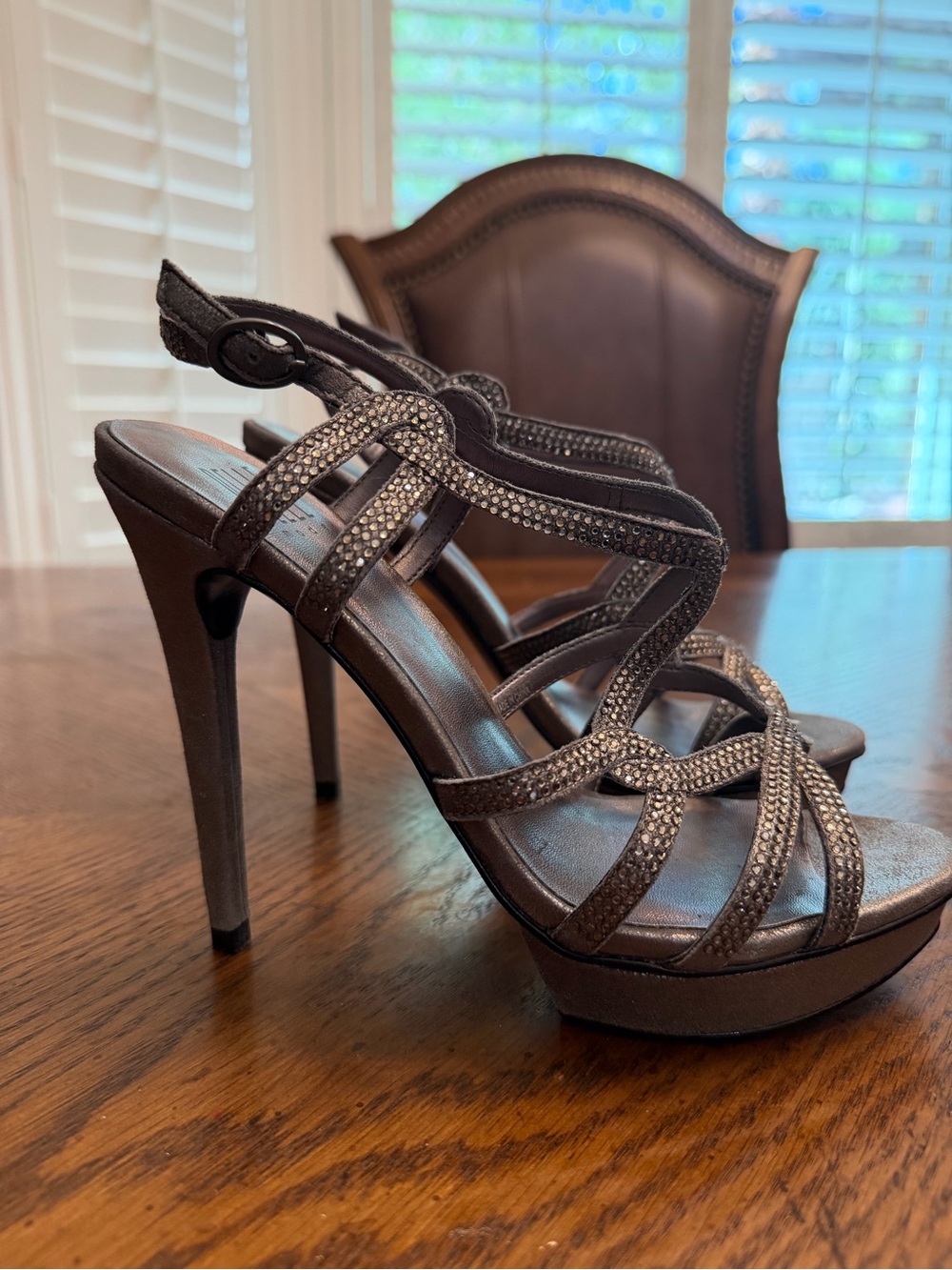 Pelle Moda Bronze Metallic Strappy High Heel Sandals